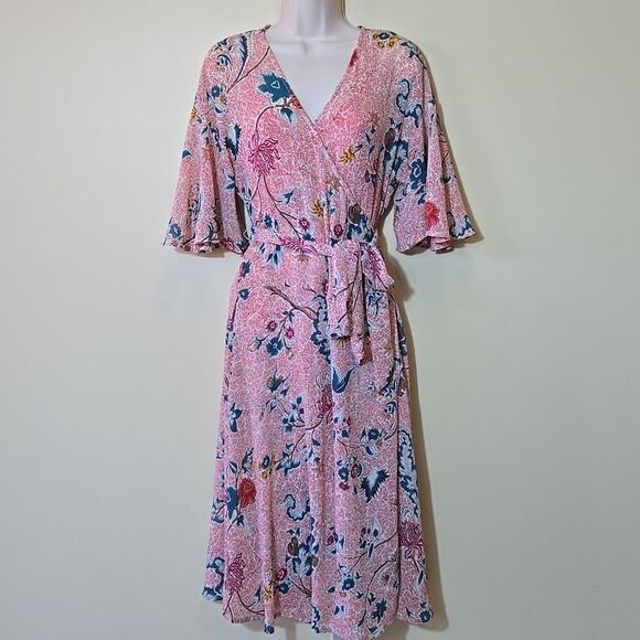 Anthropologie Maeve Adelaid Floral Wrap Dress XS Flutter Fairy Baby Shower - Picture 7 of 16